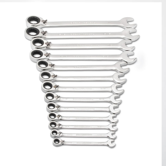 Gearwrench 9509N 13 Piece 72-Tooth 12 Point Reversible Ratcheting Combination SAE Wrench Set