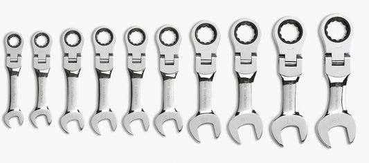 Gearwrench 9550 10 Piece 72-Tooth 12 Point Stubby Flex Head Ratcheting Combination Metric Wrench Set