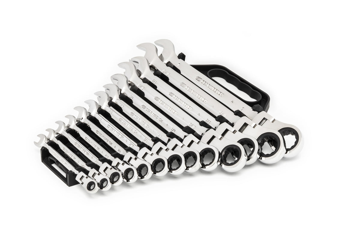 Gearwrench 9702D 13 Piece 72-Tooth 12 Point Flex Head Ratcheting Combination SAE Wrench Set