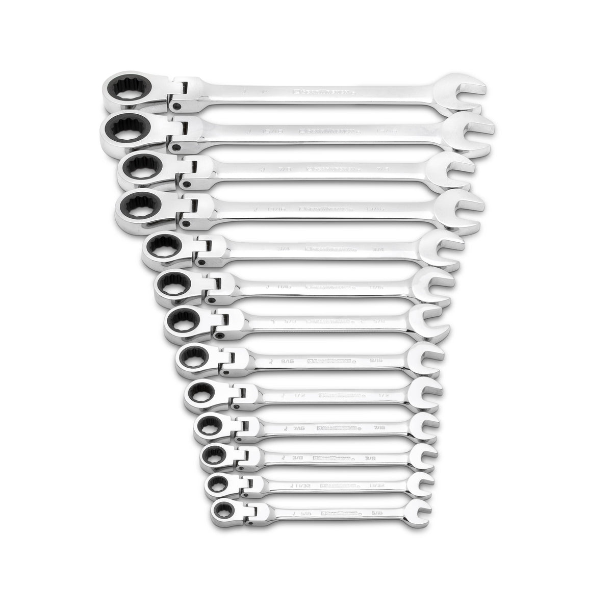 Gearwrench 9702D 13 Piece 72-Tooth 12 Point Flex Head Ratcheting Combination SAE Wrench Set