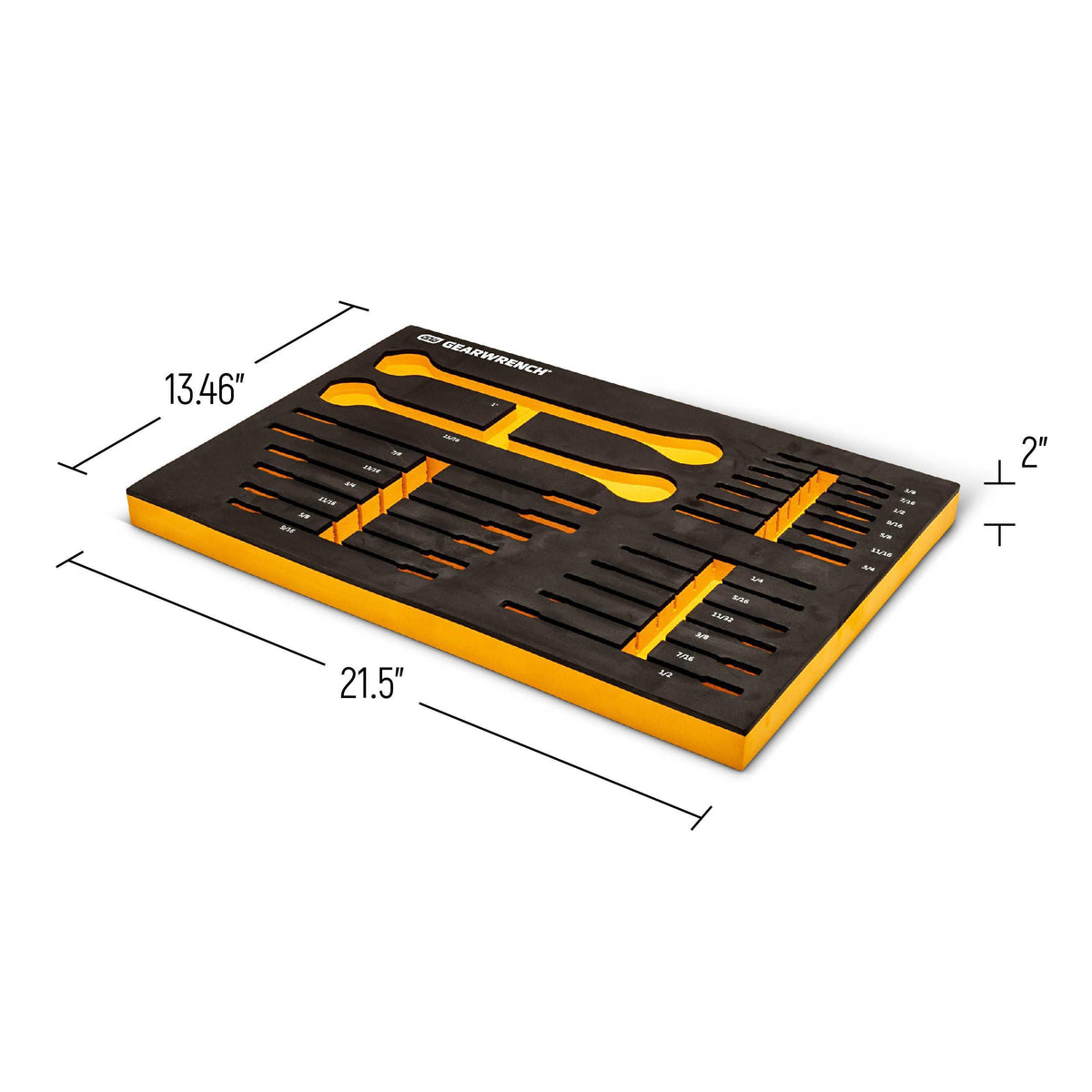 Gearwrench 86526 21 Piece 72-Tooth 12 Point SAE Standard and Stubby Combination Ratcheting Wrench Set with Foam Storage Tray