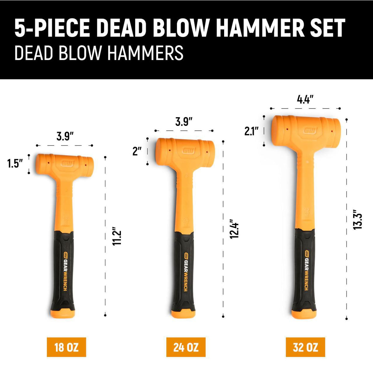 Gearwrench GWH5PCDB 5 Piece Dead Blow Hammer Set
