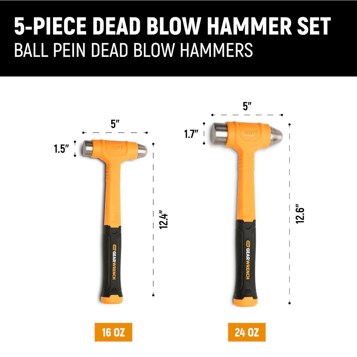 Gearwrench GWH5PCDB 5 Piece Dead Blow Hammer Set