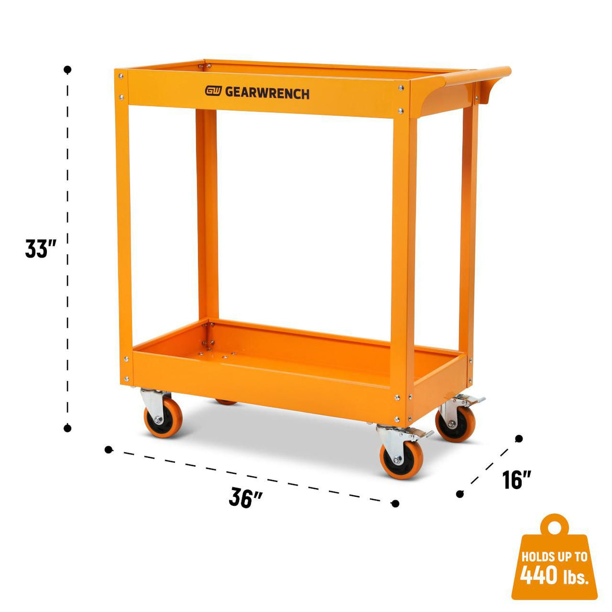 Gearwrench GWMSC 36" 2-Shelf Steel Automotive Utility Cart