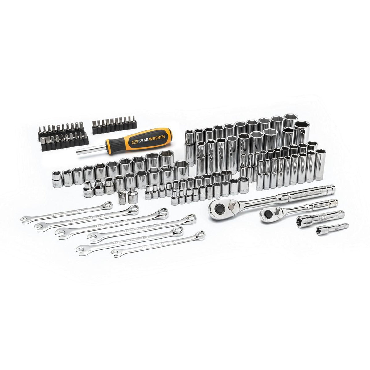 Gearwrench GW72SCBMTS 121 Piece 1/4” & 3/8” Drive 72-Tooth SAE/Metric Mechanics Hand Tool Set