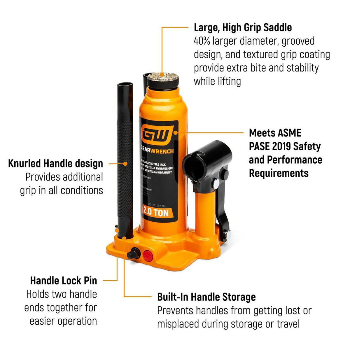 Gearwrench GWHBJ2T 2 Ton Hydraulic Bottle Jack