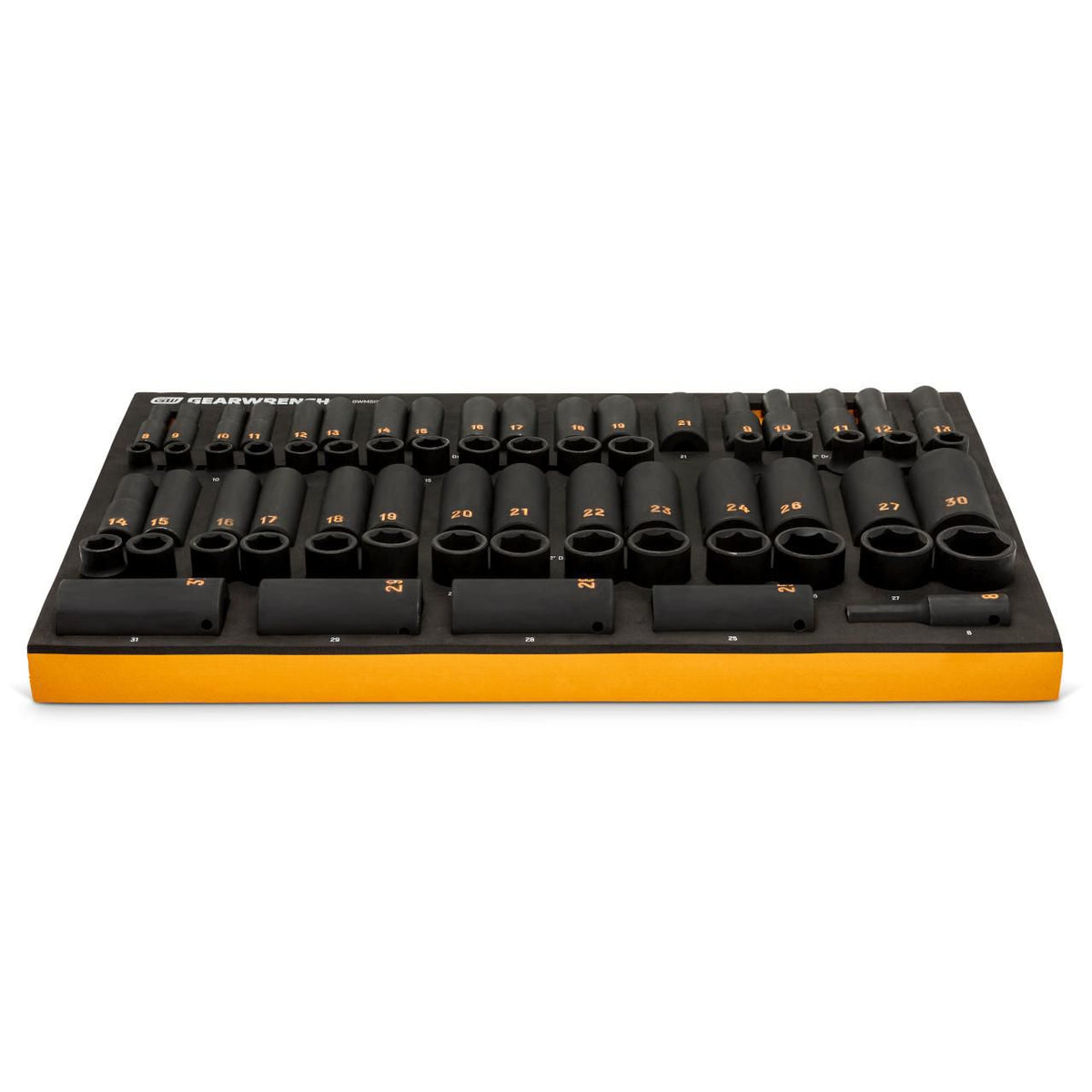 Gearwrench GWMSISKHMM 68 Piece 3/8” & 1/2” Drive 6 Point Metric Standard & Deep Hi-Viz Impact Socket Set in Foam Storage Tray