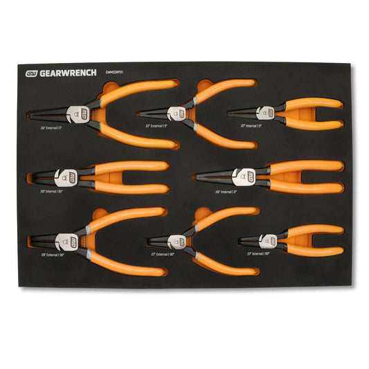 Gearwrench GWMSSRP01 8 Piece Fixed Joint Internal/External Snap Ring Pliers Set in Foam Tray