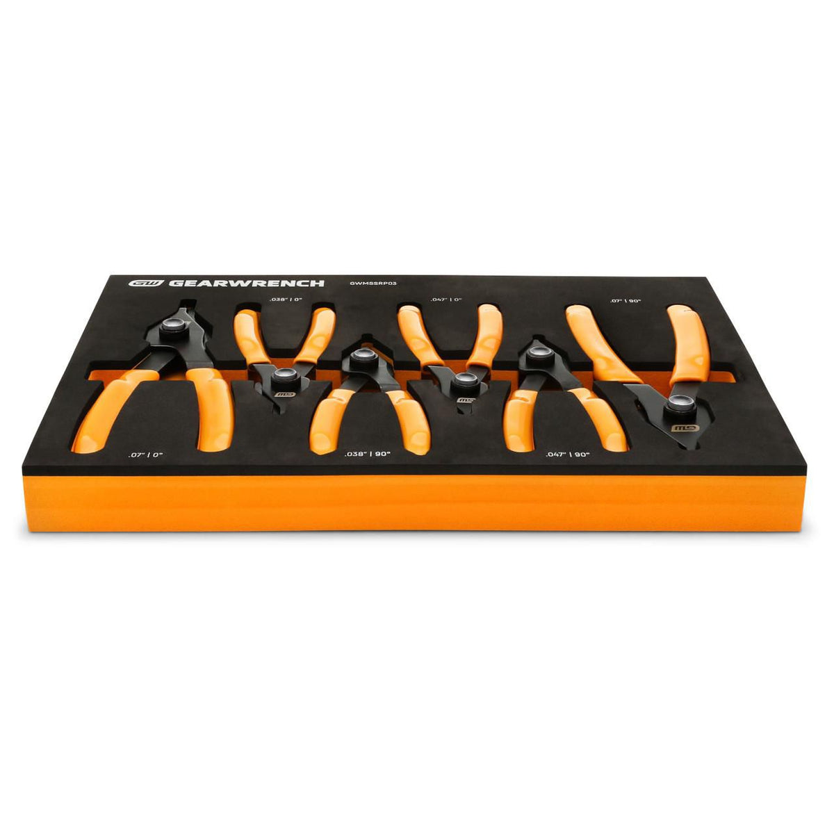 Gearwrench GWMSSRP03 6 Piece Convertible Push Button Snap Ring Pliers Set in Foam Tray