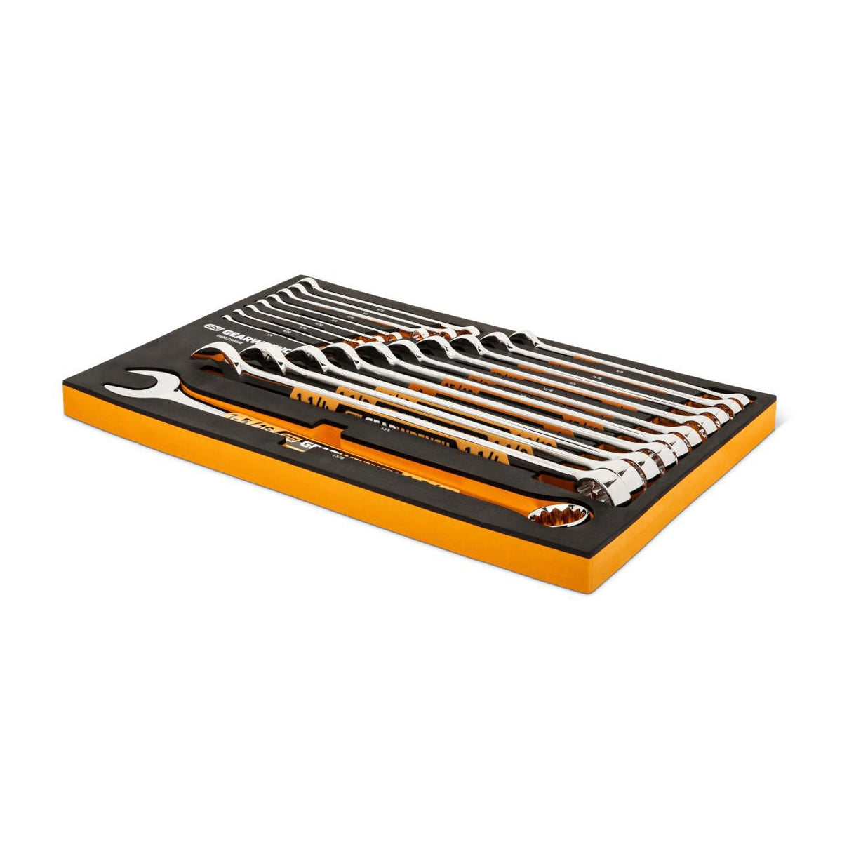 Gearwrench GWMSSWHSAE 19 Piece 12 Point SAE Hi-Viz Long Pattern Combination Wrench Set in Foam Storage Tray