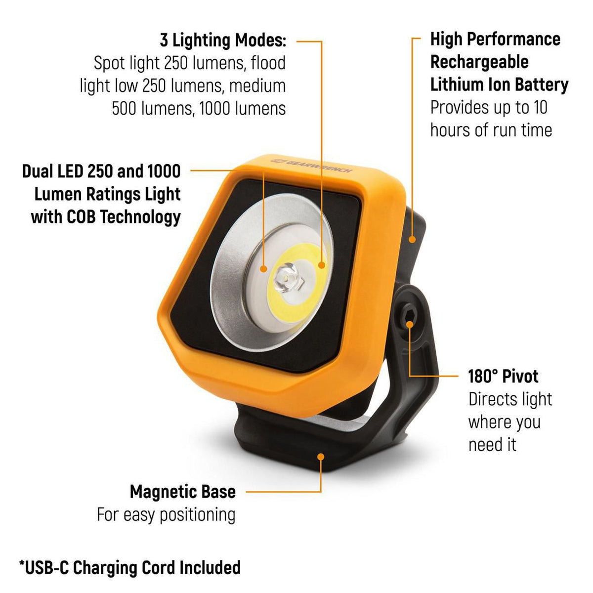 Gearwrench GWSL1000 1000 Lumens Rechargeable Shop Light