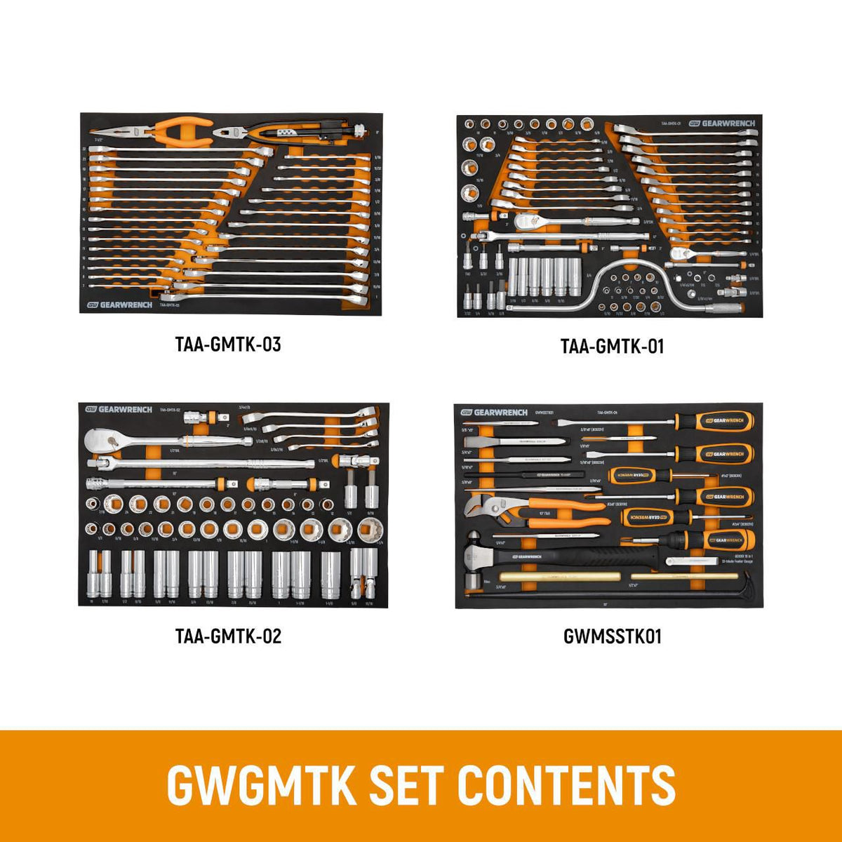 Gearwrench MEGAMOD1858 1858 Piece MEGAMOD Mechanics Tool Set in Premium Modular Foam Trays with Tool Storage & Shop Equipment