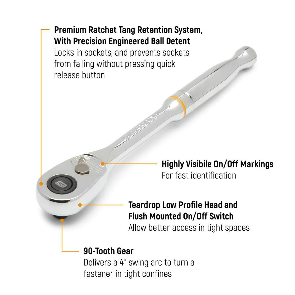 Gearwrench 81218 3/8" Drive 90-Tooth Quick Release Teardrop Ratchet 8-1/4"