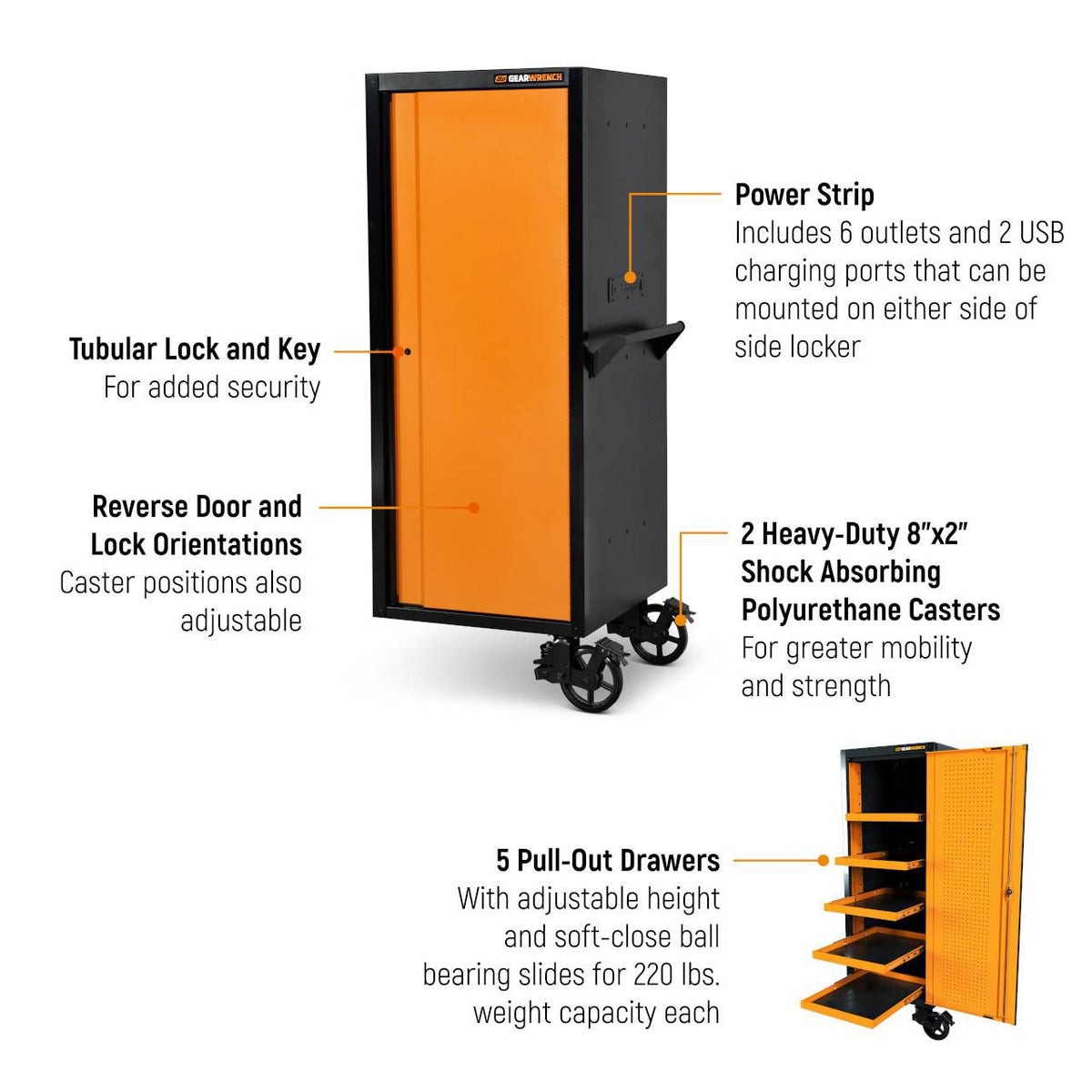 Gearwrench 83238SL 28" x 30" Side Locker for Professional Mobile Workbench System
