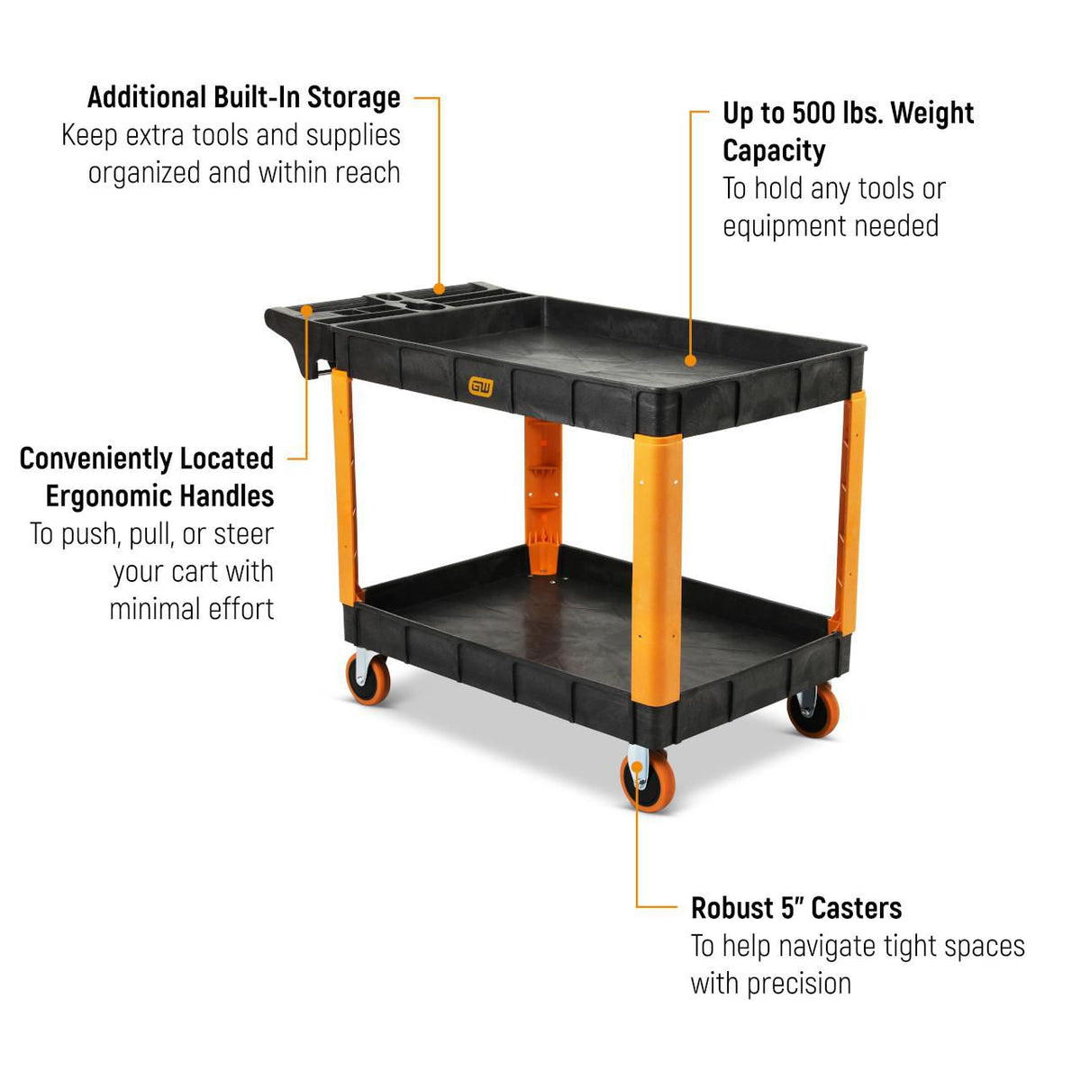 Gearwrench GWPSCM 46" 2-Shelf Heavy Duty Utility Cart