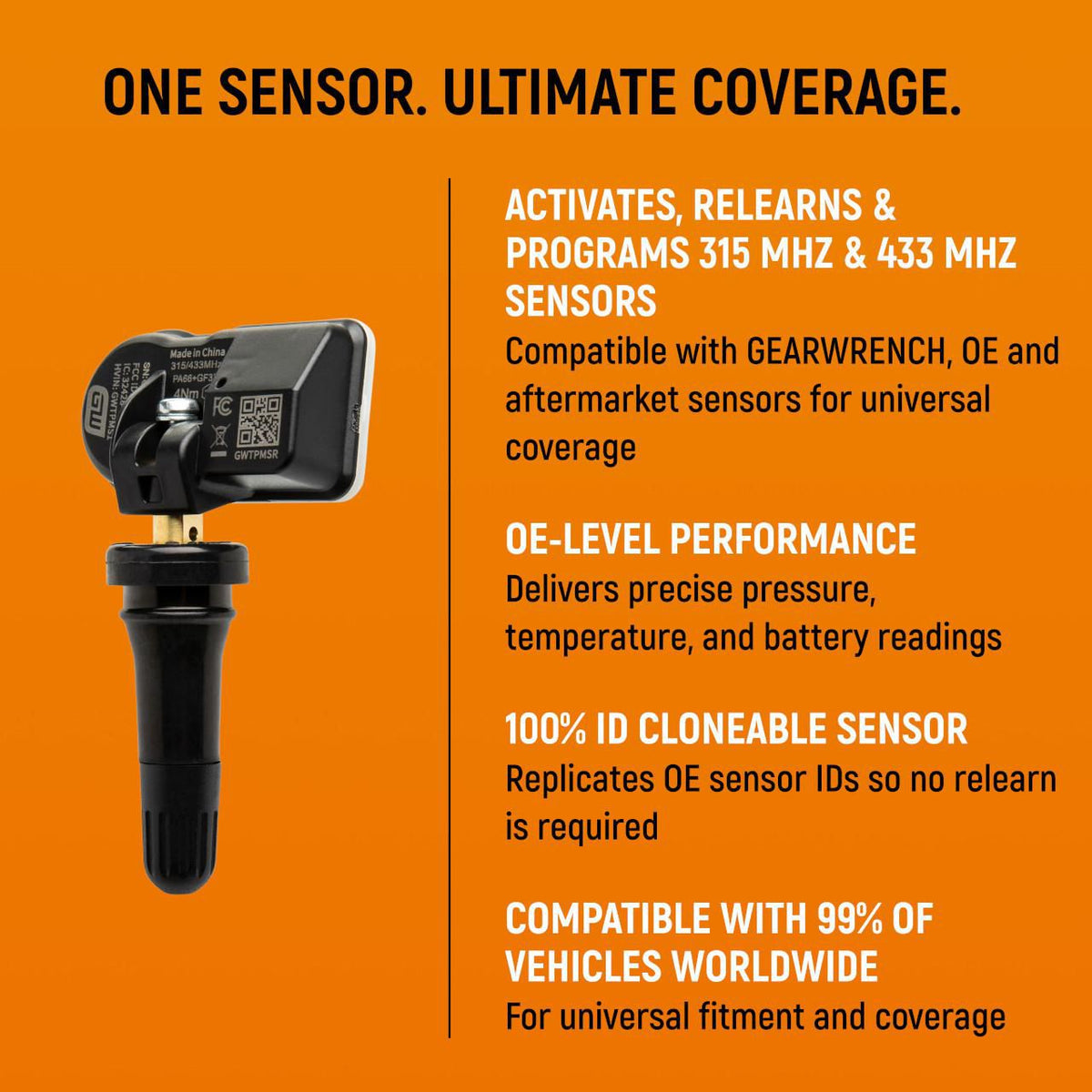 Gearwrench GWTPMSR Universal Programmable Rubber TPMS Sensor