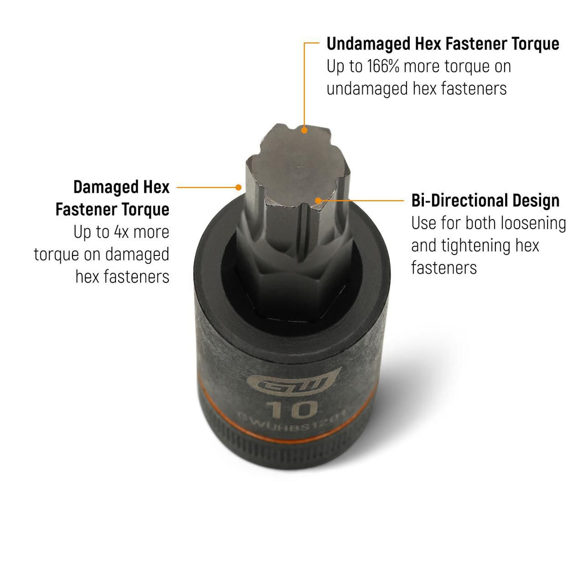 Gearwrench GWUHBS1202 1/2" Drive Impact Bi-directional Hex Bit Socket 11mm