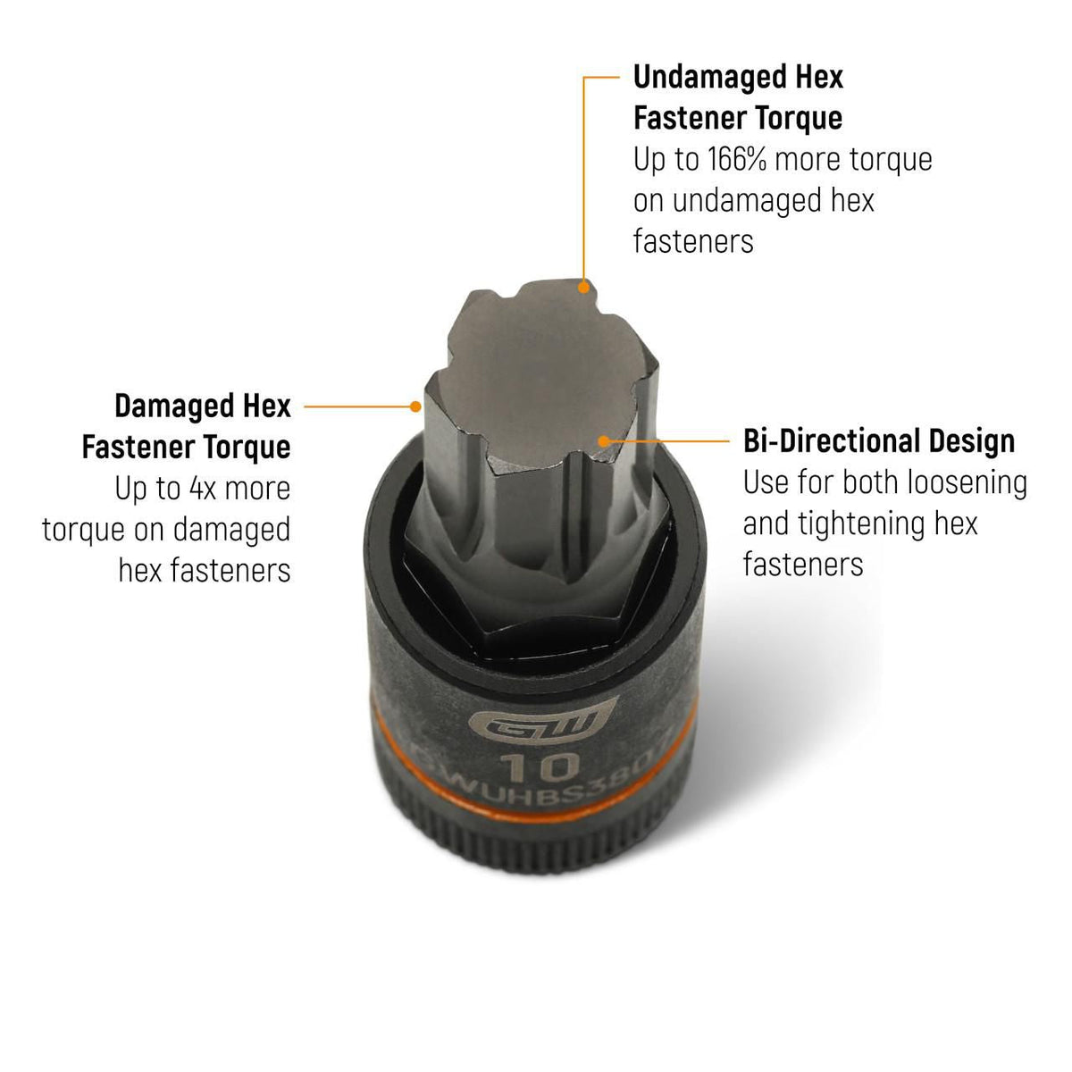 Gearwrench GWUHBS3802 3/8" Drive Impact Bi-directional Hex Bit Socket 5mm