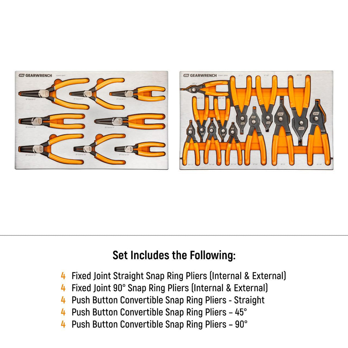 Gearwrench GSXMTSKITC 20 Piece Snap Ring Pliers Sets in Premium Foam Trays