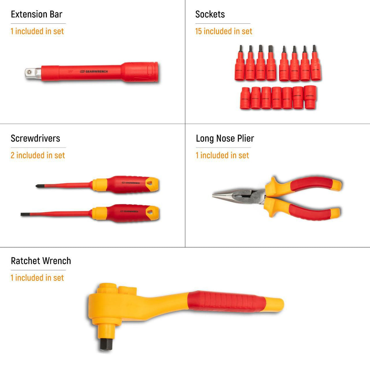 Gearwrench GWVDE20 20 Piece 3/8" Drive VDE Insulated Tool Set