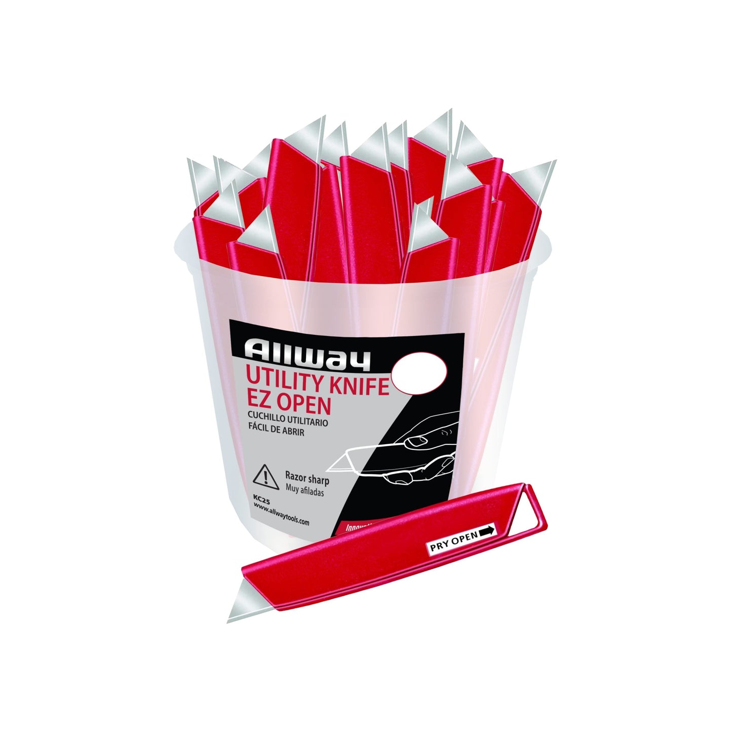 Allway KC25 Poly-Pro Utility Knives, Bucket of 25
