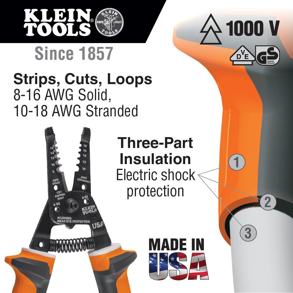 Klein Tools 11054EINS Insulated Wire Stripper/Cutter