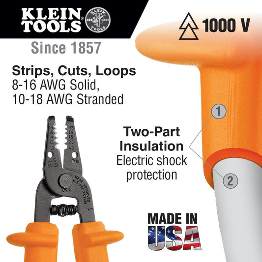 Klein Tools 11055-INS Insulated Klein-Kurve® Wire Stripper/Cutter