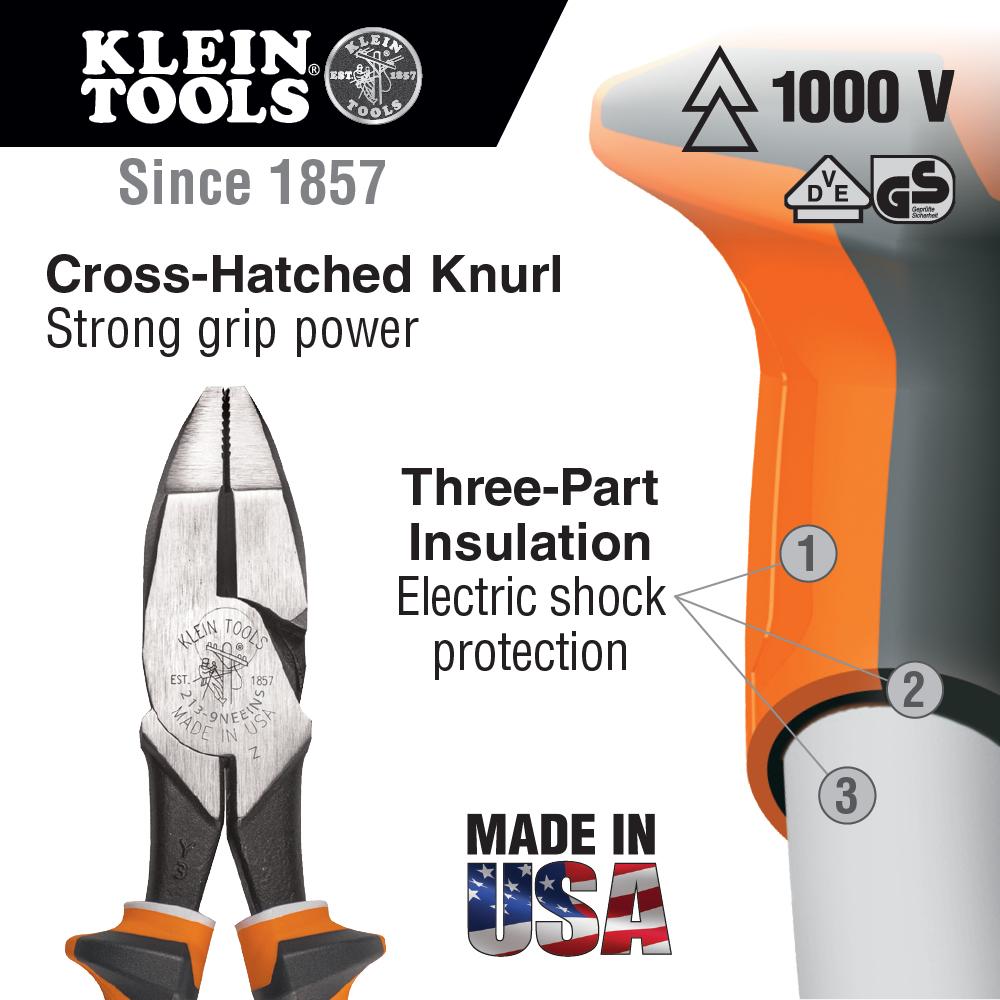 Klein Tools 2138NEEINS Insulated Pliers, Slim Handle Side Cutters, 8-Inch