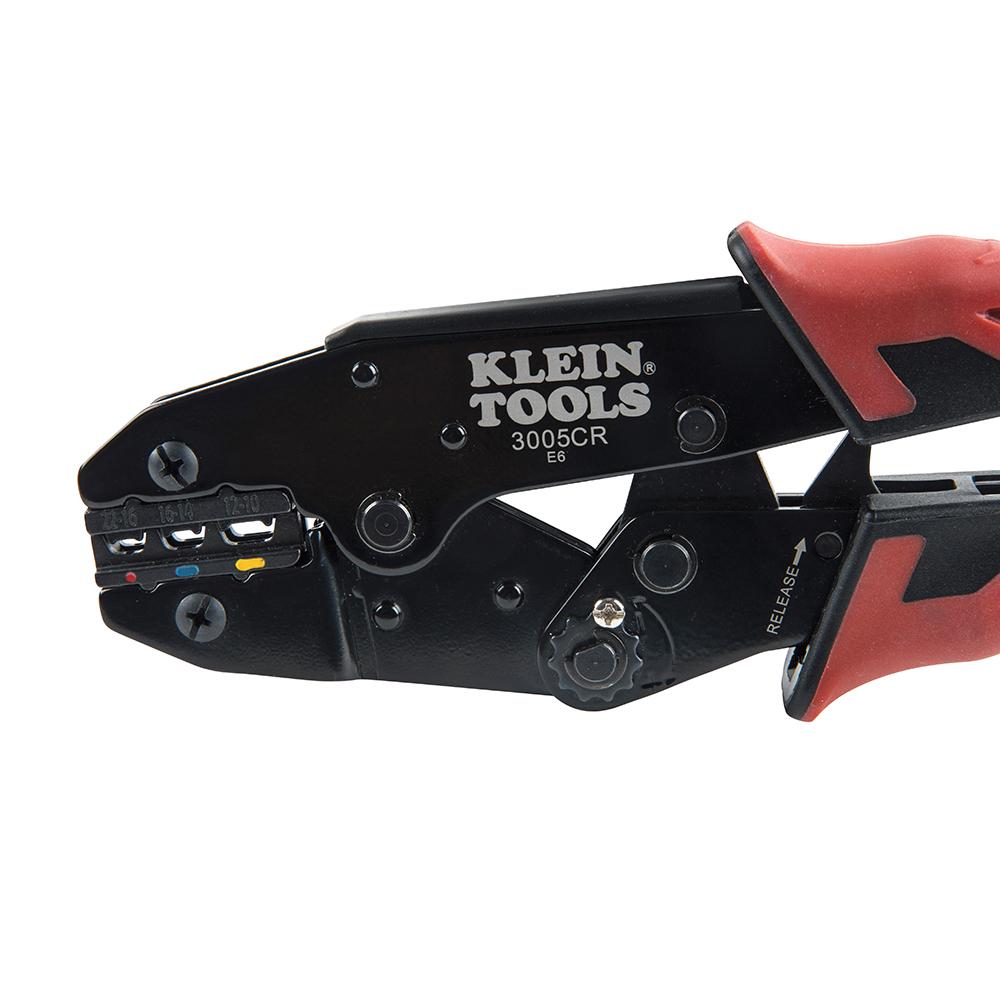 Klein Tools 3005CR Ratcheting Crimper, 10-22 Awg - Insulated Terminals