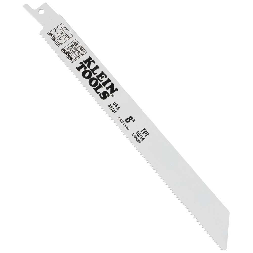 Klein Tools 31741 Reciprocating Saw Blades, 10/14 Tpi, 8-Inch, 5-Pack