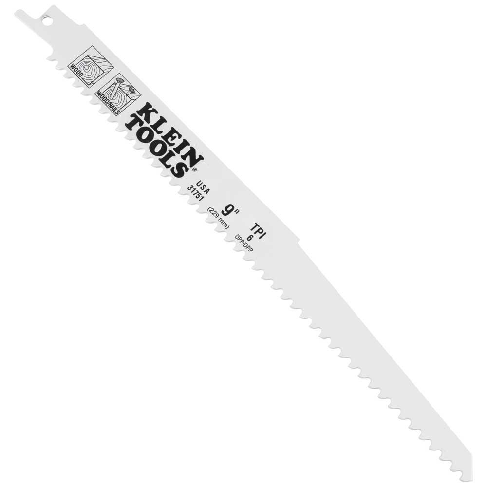 Klein Tools 31751 Reciprocating Saw Blades, 6 Tpi, 9-Inch, 5-Pack