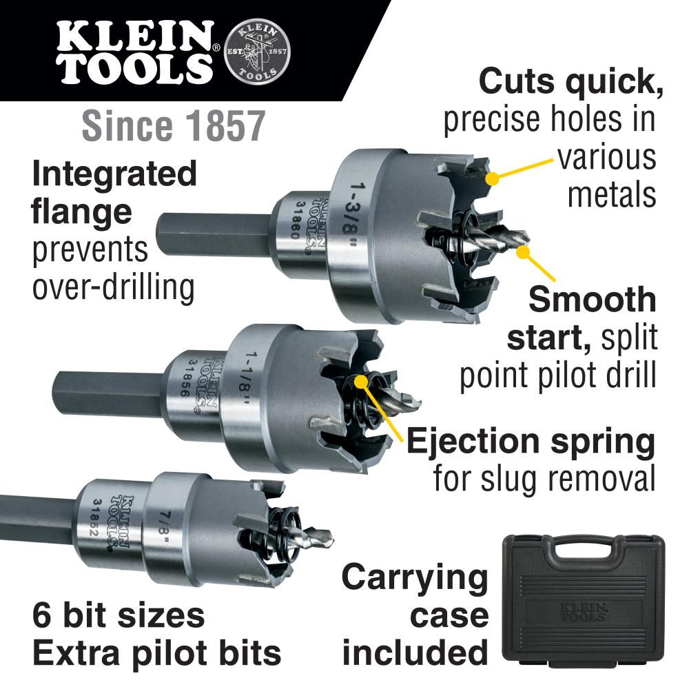 Klein Tools 31873 8-Piece Master Electrician'S Hole Cutter Kit