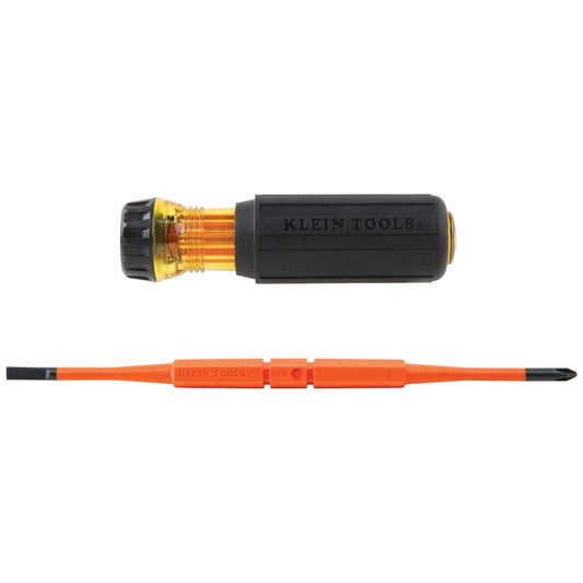 Klein Tools 32286 Flip-Blade Insulated Screwdriver, 2-In1, Ph Bit #1, Sl Bit 3/16-Inch