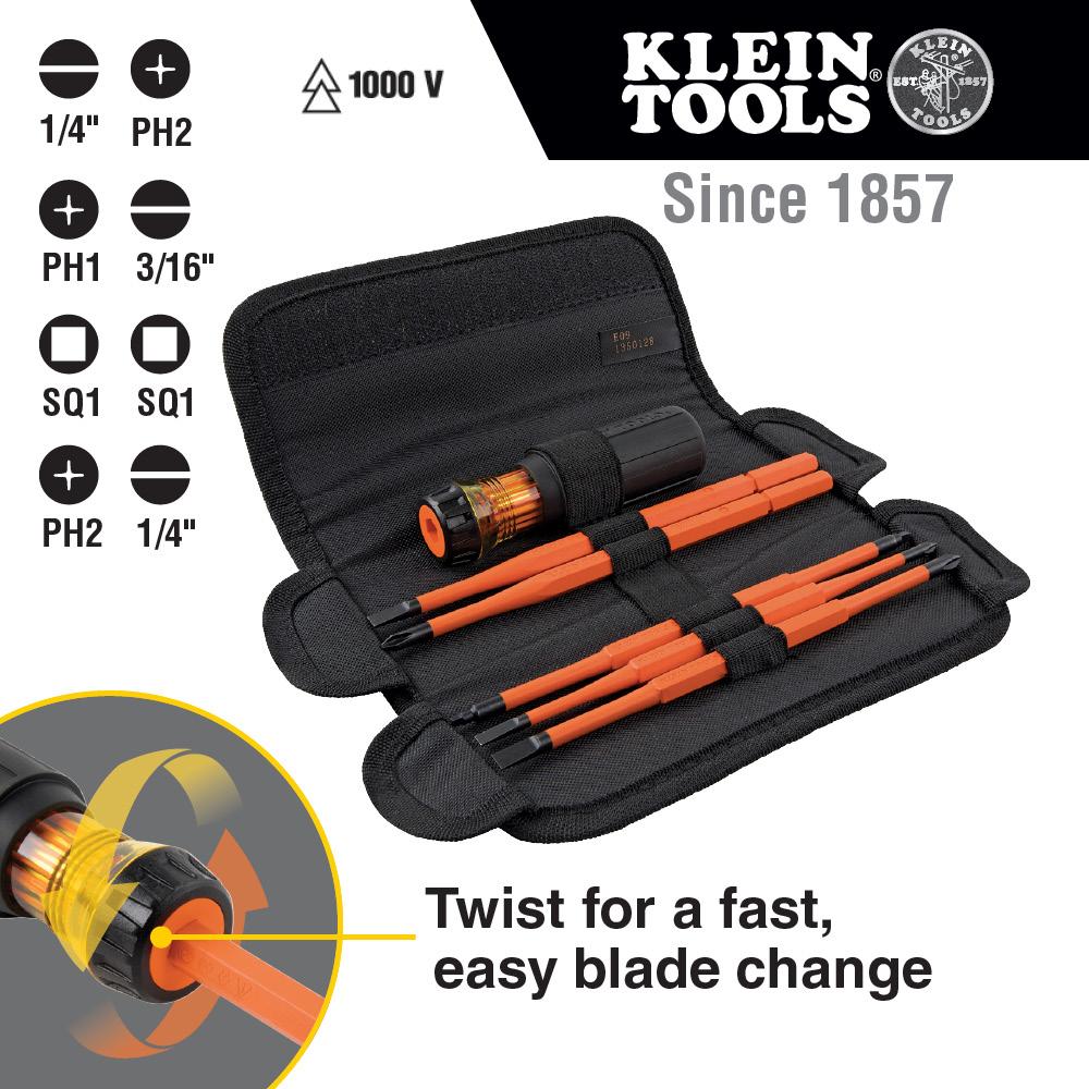 Klein Tools 32288 Klein Tools 8-In-1 Insulated Interchangeable Screwdriver Sets