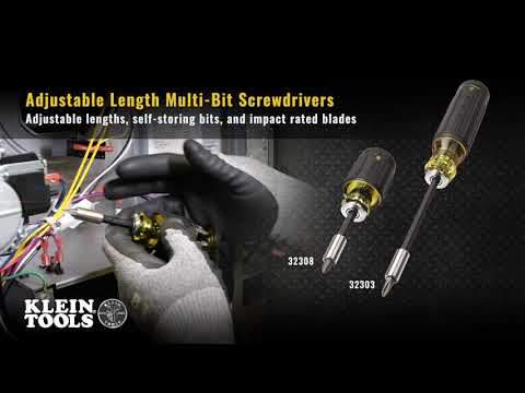 Klein Tools 32308 8-In-1 Multi-Bit Adjustable Length Stubby Screwdriver