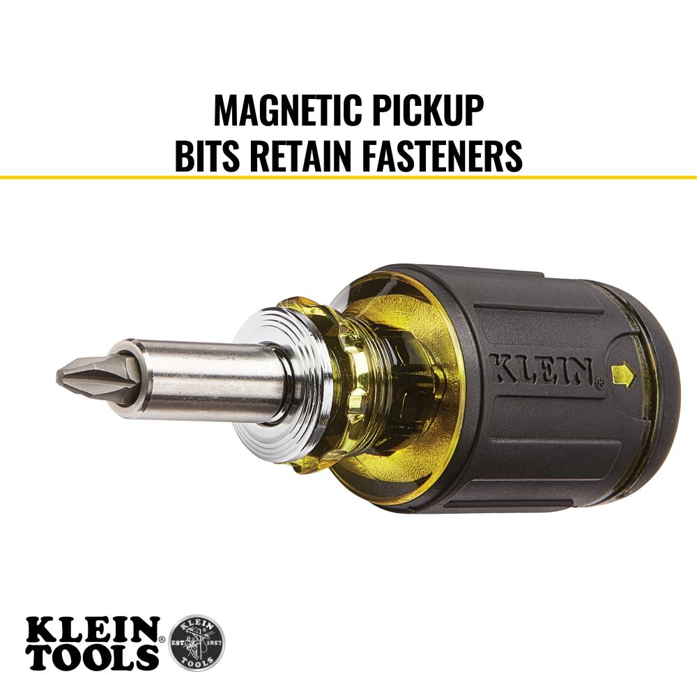 Klein Tools 32308 8-In-1 Multi-Bit Adjustable Length Stubby Screwdriver