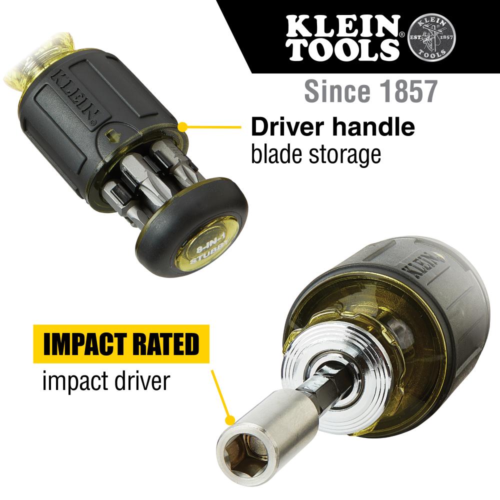 Klein Tools 32308 8-In-1 Multi-Bit Adjustable Length Stubby Screwdriver