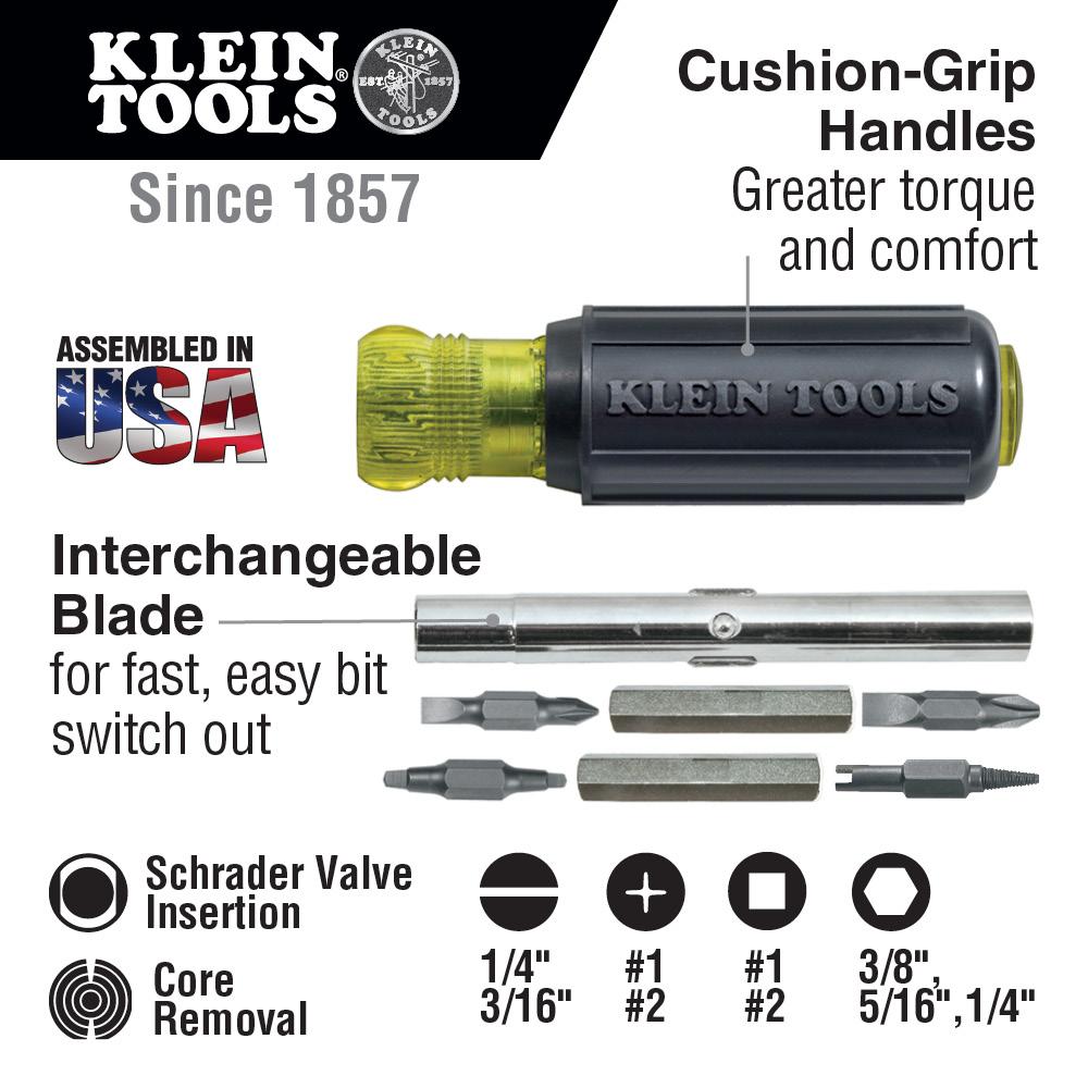 Klein Tools 32527 11-In-1 Screwdriver/Nutdriver - Schrader Valv