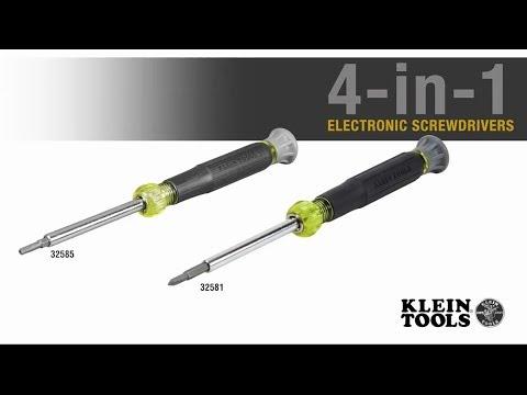 Klein Tools 32585 Multi-Bit Electronics Screwdriver, 4-In-1, Torx® Bits