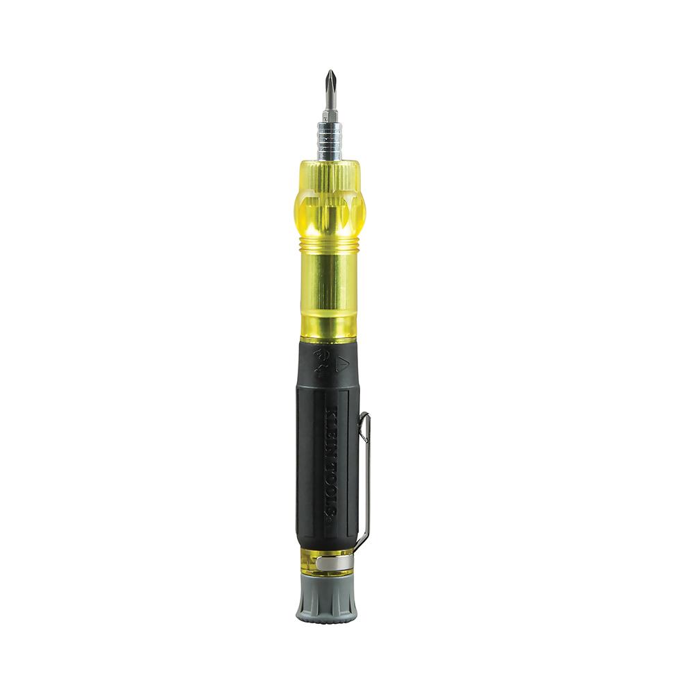 Klein Tools 32613 HVAC Pocket Screwdriver, 3-in-1, Phillips, Slotted, Schrader Bits