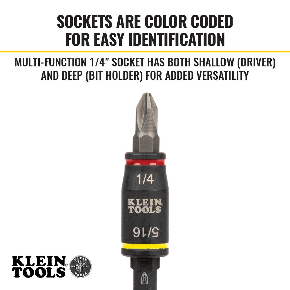 Klein Tools 32768 3-In-1 Impact Flip Socket Set, 1/4-Inch, 5/16-Inch, 2-Piece
