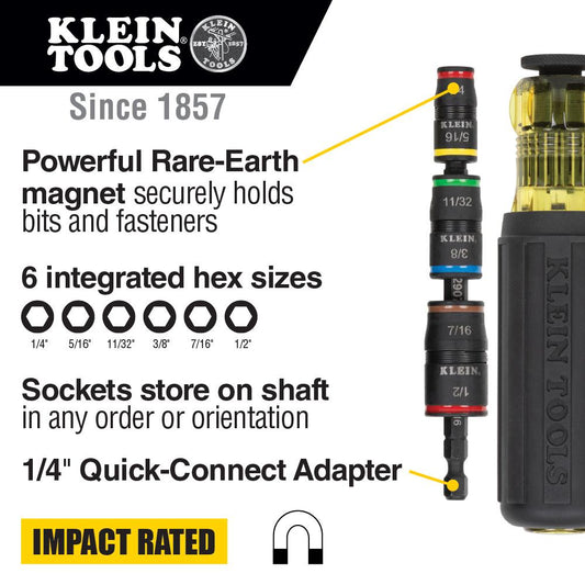 Klein Tools 32900 7-In-1 Impact Flip Socket With Handle