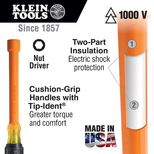 Klein Tools 33524 Nut Driver Set, 1000V Insulated, 9-Piece