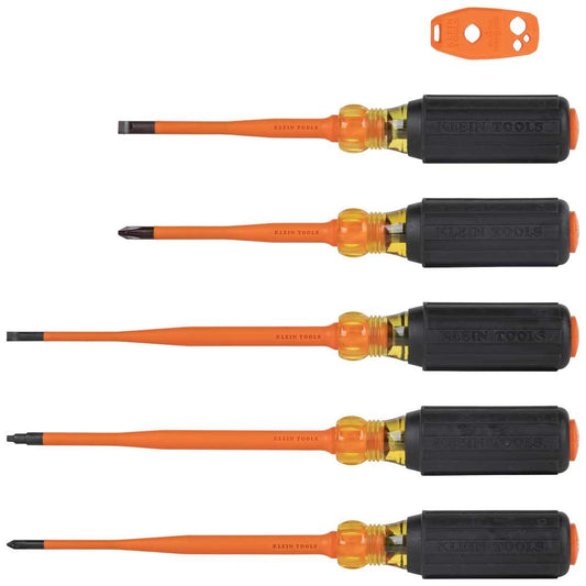 Klein Tools 33736INS Screwdriver Set, 1000V Slim-Tip Insulated And Magnetizer, 6-Piece