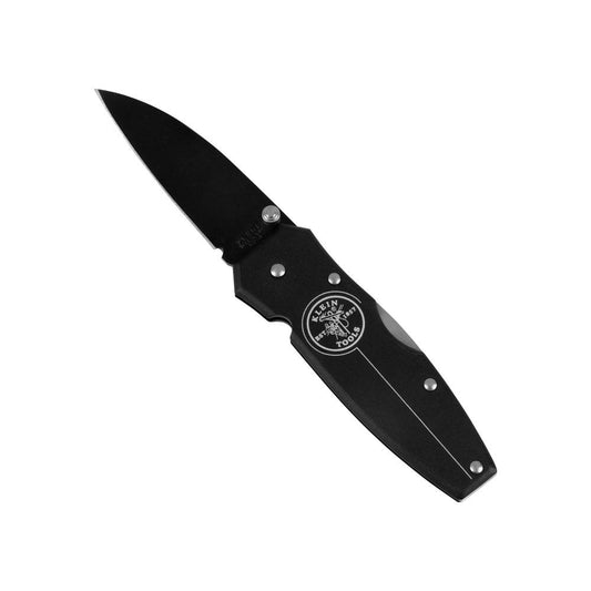 Klein Tools 44000-BLK - Lightweight Lockback Knife with Black Handle and 2-1/4-Inch Drop Point Blade, Reliable and Versatile