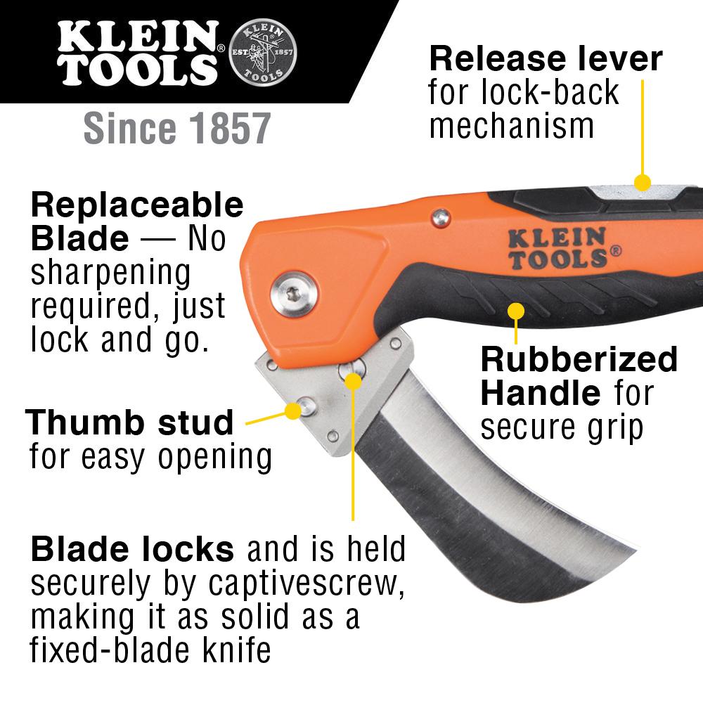 Klein Tools 44218 - Cable Skinning Utility Knife with Replaceable Steel Blade (1 Ea)