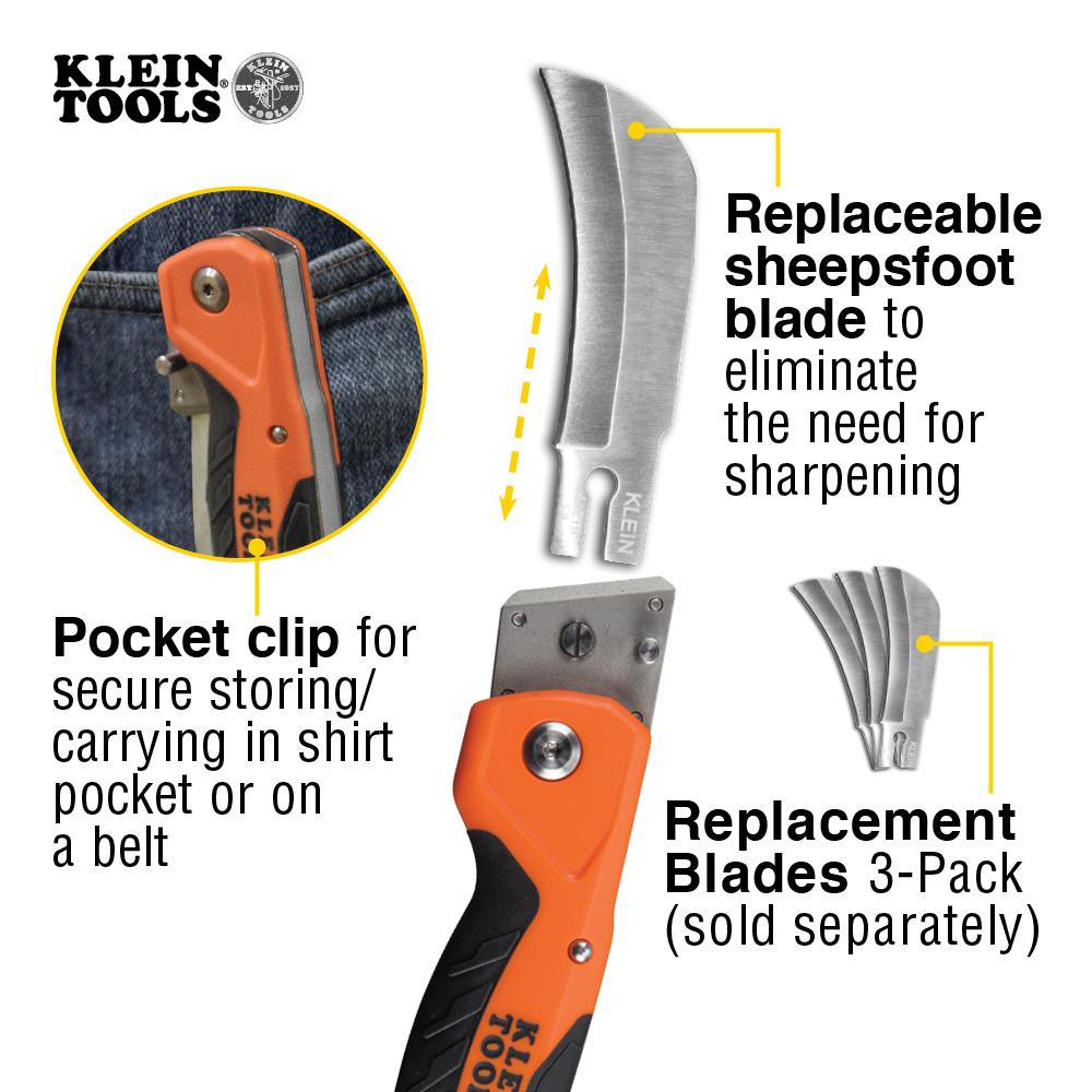 Klein Tools 44218 - Cable Skinning Utility Knife with Replaceable Steel Blade (1 Ea)