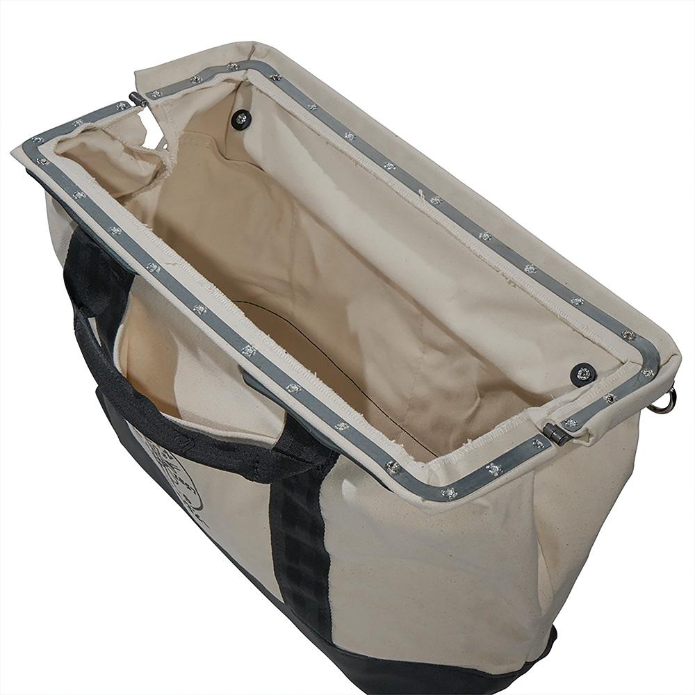 Klein Tools 5003-20 Tool Bag, Canvas With Leather Bottom, 15 Pockets, 20-Inch