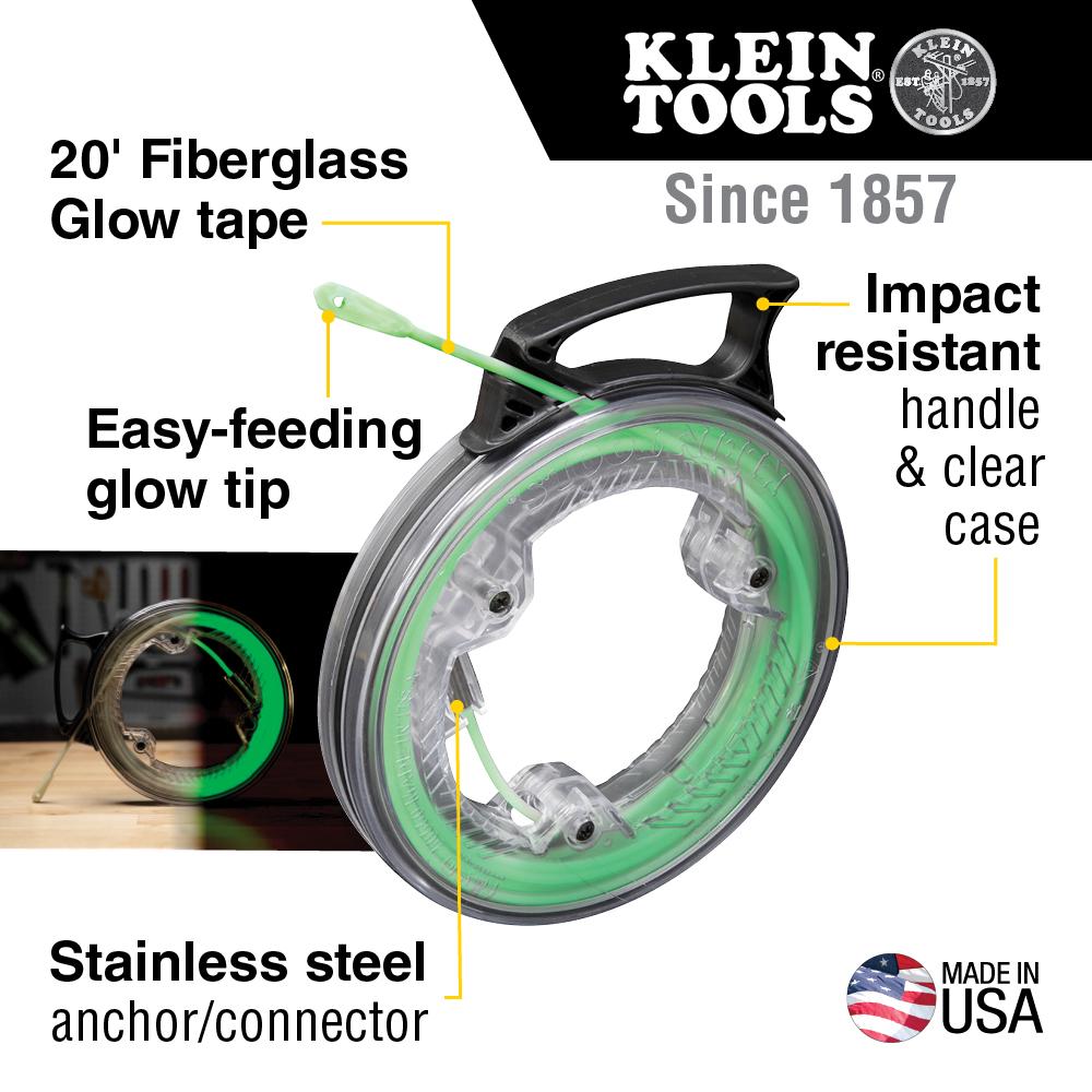 Klein Tools 50550 Glow In The Dark Fish Tape, 20-Foot