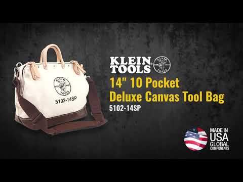 Klein Tools 5102-14SP Deluxe Tool Bag, Canvas, 10 Pockets, 14-Inch